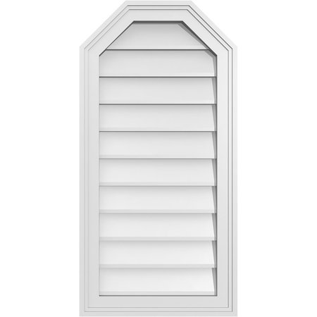 EKENA MILLWORK Octagonal Top Surface Mount PVC Gable Vent w/ 2"W x 1-1/2"P Brickmould Frame, 16"W x 32"H GVPOT16X3202SN